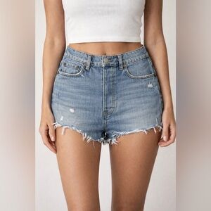 Reformation Dixie High Rise Denim Shorts Size 27 | Cut LY432 Raw Hem Jean Shorts